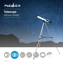 Telescop | Diafragma: 50 mm | Distanța focală: 600 mm | Scop Finder: 5 x 24 | Inaltime maxima de lucru: 125 cm | Trepied | Negru/Alb