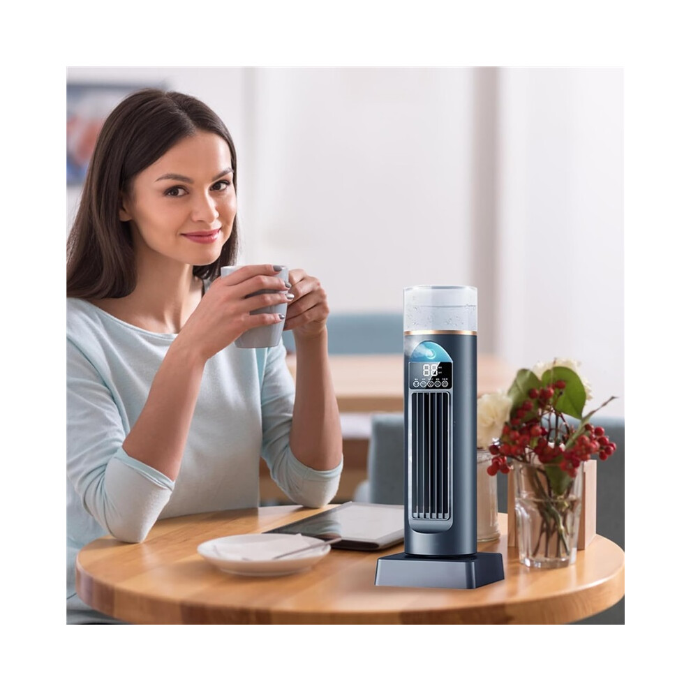 2 In 1 Tower Evaporative Air Cooler Humidifier Remote Control Oscillating Fan 6 Speed Blue 8584088984800
