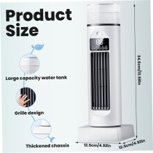 2 in 1 Tower Evaporative Air Cooler Humidifier Remote Control Oscillating Fan 6 Speed White