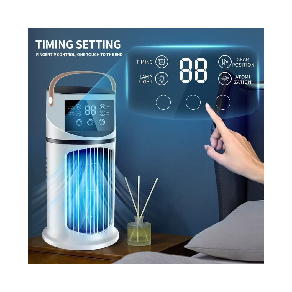 4 In 1 Portable Evaporative Air Cooler Desktop Mist Fan Led Touch Control White 8580863447003