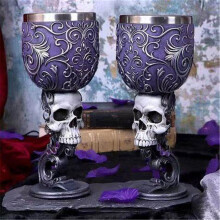 (skeleton, 200ML) Medieval Fantasy Couple Wine Goblet Dragon Unicorn Skull Design Red Wine Glass Set Gift Bar Drinkware