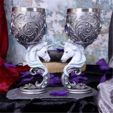 (unicorn, 200ML) Medieval Fantasy Couple Wine Goblet Dragon Unicorn Skull Design Red Wine Glass Set Gift Bar Drinkware