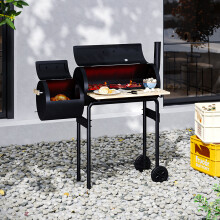 Portable Outdoor Charcoal BBQ Grill with Offset Smoker