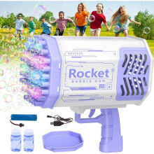 Bellenblaasmachine - Gatling 69 gaten - Paars - 2200 mAh oplaadbare batterij - Kleurrijke LED's
