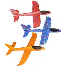 Schaumstoff-Gleiterflugzeug – 3-teilig – Grün + Blau + Orange – Startspielzeug für Kinder und Jugendliche