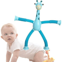 Pädagogisches Anti-Stress-Spielzeug für Kinder – AUTREMENT – Teleskop-Saugnapfgiraffe – Blau