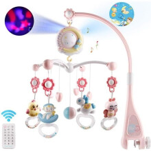 Musikmobile für Babys, Glöckchenmobile fürs Kinderbett, Musikrassel, Spieluhrprojektor fürs Kinderbett, Lernspielzeug für Babys, niedliche