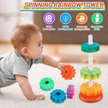 Lernspielzeug – Montessori – Drehbarer Regenbogenturm – Mehrfarbig – Für Kinder ab 12 Monaten
