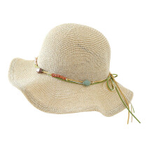 Soft Knit Fabric Sun Hat With Full Coverage-Apricot rice