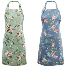 Vintage-Küchenschürzen – MICH – 2er-Set – Rosa Blumenmuster – 73 x 85 cm – Maschinenwaschbar – Robust und langlebig