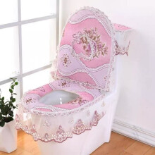 WC-Sitz, 3-teiliges Set – WC-Sitzkissen aus europäischer Spitze, universeller WC-Sitzverschluss für den Haushalt – Rosa Ausführung