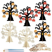 6-teiliges Halloween-Baum-Set mit 2 Pinseln, mehrfarbiges Halloween-Dekorations-Brettspiel