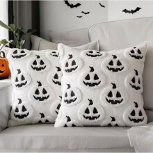 2er-Set Halloween-Kissenbezüge mit lustigen Geistern und Kürbissen, 45 x 45 cm, Halloween-Dekoration für Sofa, Schlafzimmer und Deko-Set