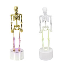 Set mit 2 beleuchteten Skelettfiguren aus Kunstharz mit LED-Lichtern für Halloween-Dekoration, Skelett-Geschenk, klein
