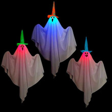 Halloween-Dekoration – Gruseliger Kronleuchter – 3-teilig – Weiß – Hängender Geist – LED