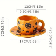 Halloween – Halloween-Dekoration – Becher – Kürbisbecher – Halloween-Becher – Mit Henkel – Keramik – 300 ml – Geeignet für