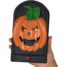 Halloween-Türklingel – Ulisem – Sprechend – Gruselige Dekoration – Oranger Kürbis