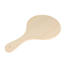 Portable Handheld Makeup Mirror with Durable Wooden Frame for Women, Travel Friendly Large Size, Natural Wood Color