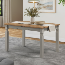Corona Grey Wax Small Extending Dining Table Wood Mexican Pine Wooden