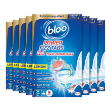 Bloo Power Fizz Tabs Anti-Limescale Drain Deep Toilet Cleaning Lemon, 8 x 22.5g