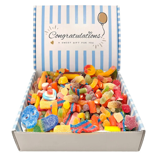 1KG Sweets Gift Box – Pick & Mix Fizzy Candy Hamper with Personalised Message Ca