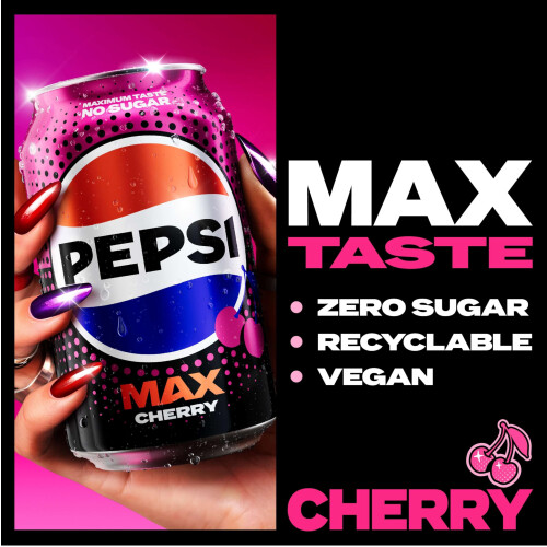 Pepsi Pepsi Max Cherry No Sugar Cola Cans 24 x 330ml 2