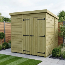 7 x 7 Pent Shed Tanalised (Double Door, No Windows)