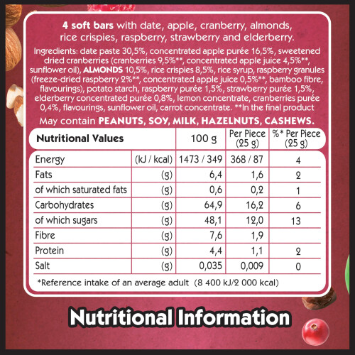 Eat Natural Soft Fruit Bars Red Berries, 4x25g 2