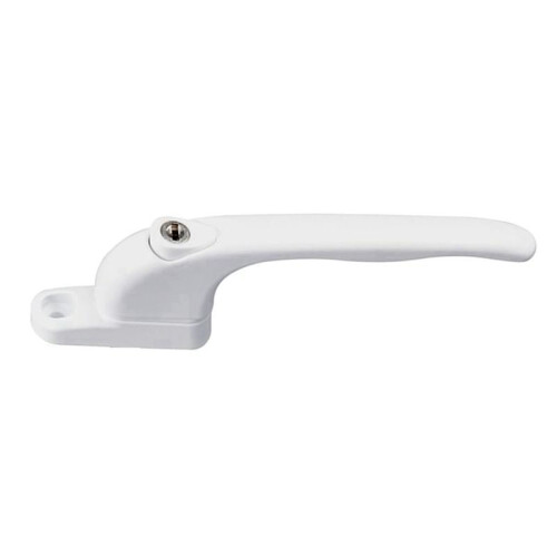 2X Window Handle, for Windows, White, Universal Window Handle, Flat Handle, Key Lock, for Double Glazing 2