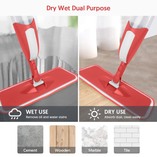 Microfiber Mops for Cleaning Floors - Spray Floor Mop for Laminate Floors with 4 1