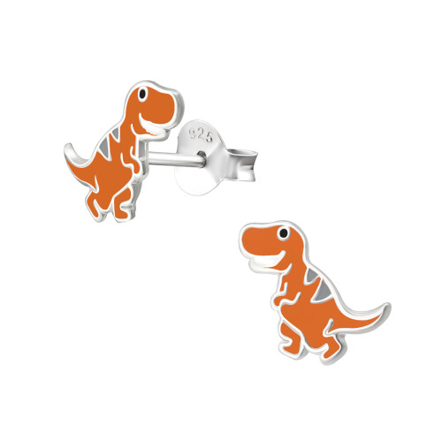 Brown Dinosaur 925 Sterling Silver Cute Ear Studs