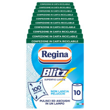 Regina Blitz Carta Casa, Pack of 10 Rolls, 100 Maxi-Leaf 3-Ply Paper, Recyclable