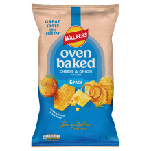 Walkers Baked Cheese & Onion Multipack Snacks Crisps 6 x 22g