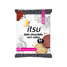 itsu Dark Chocolate Corn Cakes 34g | Healthy Snack | Gluten Free | Pack of 15