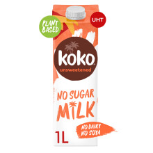Koko Unsweetened No Sugar Mlk 12 x 1L | Tastes like Dairy & No Added Sugar | No
