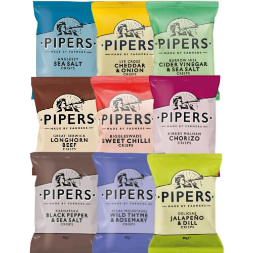 Pipers Crisps Mixed Variety Snack Box 24 x 40g Assorted Flavours 1