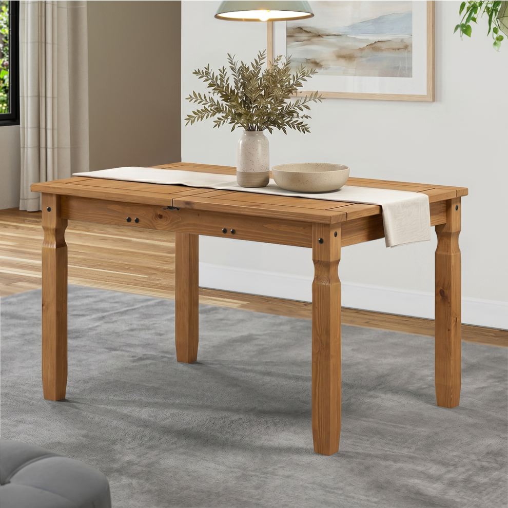 Mercers Furniture Corona Small Extending Dining Table Solid Wood Mexican Pine Wooden Extendable - Antique Wax - Image 2
