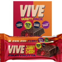 Vive Fruity Nutta Mixed Box – Variety of Fruit Jam Filled Vegan Snack Bars – 80%