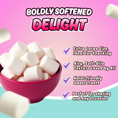 Sweetzone White Giant Marshmallows for Toasting or Snacking, Sweets Bulk, Retro, 1