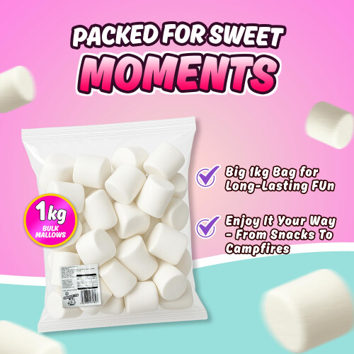 Sweetzone White Giant Marshmallows for Toasting or Snacking, Sweets Bulk, Retro, 2