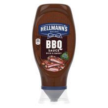 Hellmann's Rich & Smoky BBQ Sauce Condiment squeeze bottle made of 100% recycled