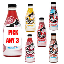 Pick Any 3 Crusha Milkshake Mix 1ltr Chocolate, Banana, Raspberry, Strawberry (W