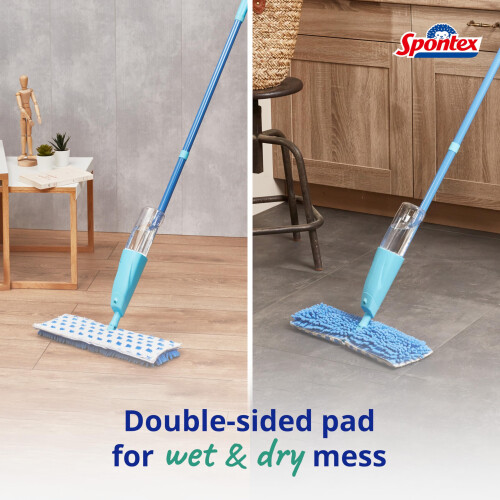 Spontex Quick Spray Duo Flat Spray Mop with Washable Microfibre Mop Head Pads | 1