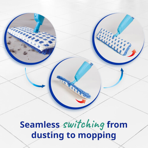 Spontex Quick Spray Duo Flat Spray Mop with Washable Microfibre Mop Head Pads | 2