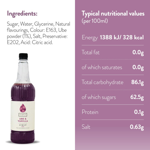 SIMPLY Ube & Vanilla Syrup (1 Litre) 2