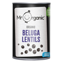 Mr Organic - Organic Beluga Lentils 400g - Non GMO & Preservative Free - Vegan -