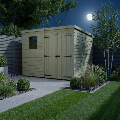 7 x 7 Pent Shed Tanalised (Double Door, With Windows) 2