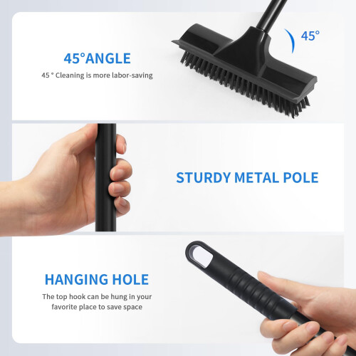 Newthinking Scrubbing Brush with Long Handle, Stiff Bristle Deck Scrubber 2