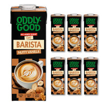 Oddlygood - Nutty Vanilla Barista Oat drink 1 Litre x 6, No Added Sugar, Gluten