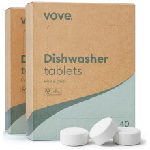 Vove Dishwasher Tablets, 80 Count Value Pack - Plastic-Free, No PVA, No Micropla
